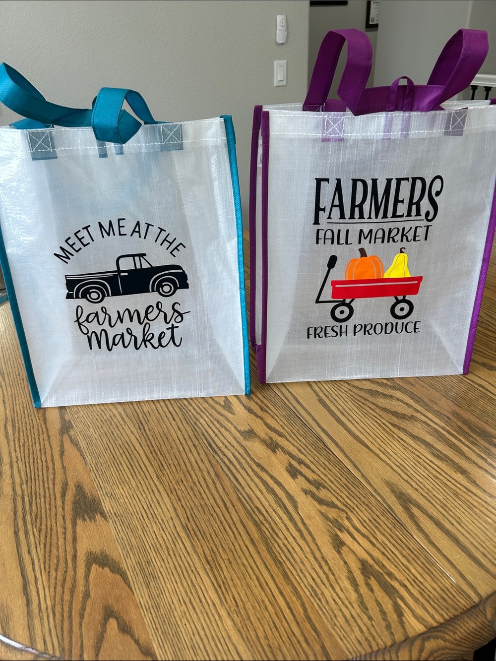 Reusable set of 2 shopping totes with Farmer’s Market These, NWOT